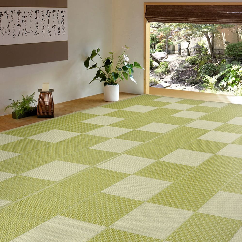 Washable Igusa-style Carpet Yagura Edo-style 6-tatami Green