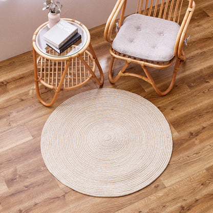 100% Cotton Braided Rug - Beige/White 90R