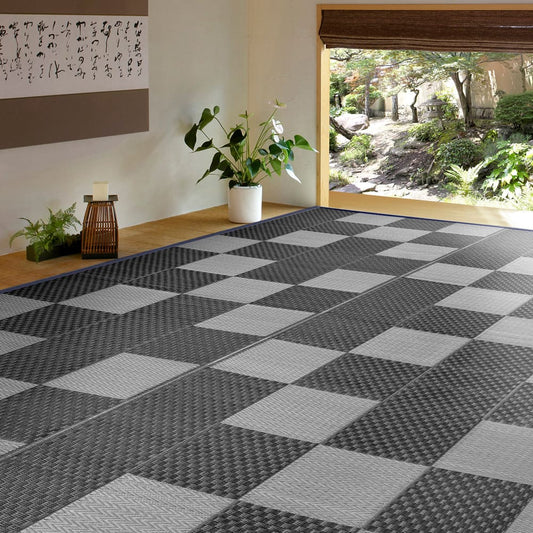 Washable Igusa-style Carpet Yagura Edo-style 6-tatami Gray