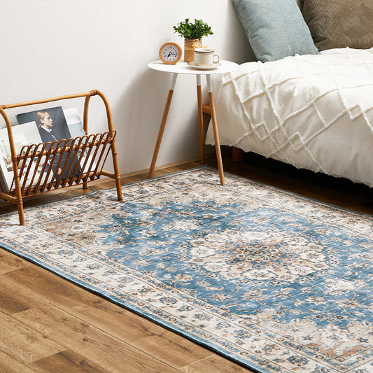 Antique Carpet Style Printed Rug Cameo Blue 130×190