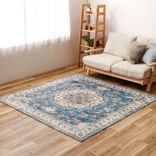 Antique Carpet Style Printed Rug Cameo Blue 190×190