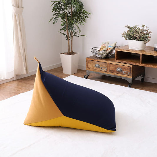 Color-Selectable Relax Beads Cushion, Navy/Yellow