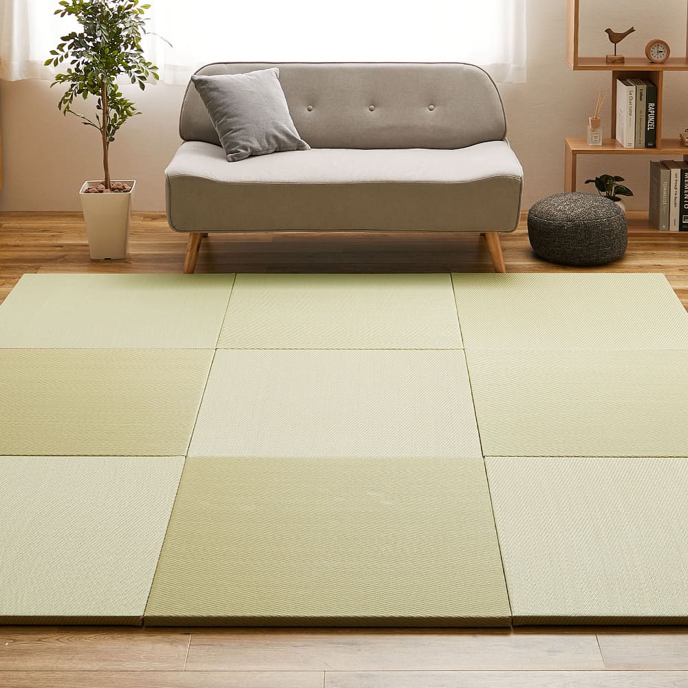 Water-Washable Tatami Mat Style Green 9-Piece Set