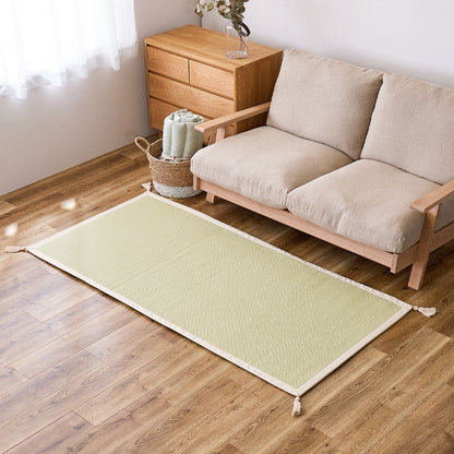 Washable Indian Cotton Rug Alto Green with Non-Slip