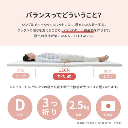 3-Fold 5cm Mattress Double