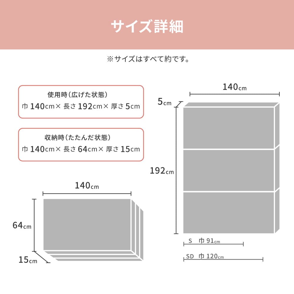 3-Fold 5cm Mattress Double