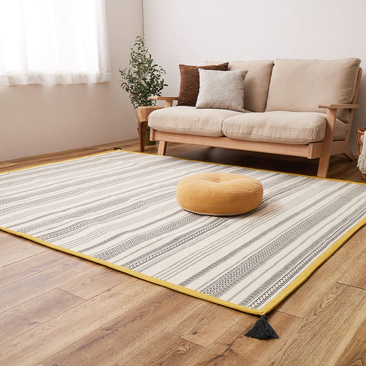 Washable Indian Cotton Rug with Non-Slip Backing - Black 185×240