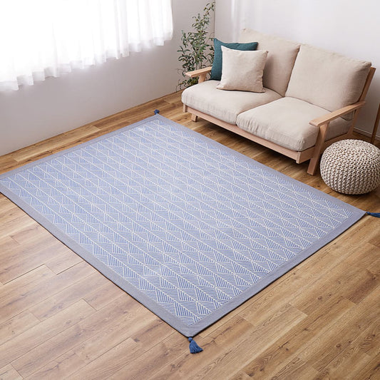 Washable Indian Cotton Rug, with Non-Slip, Navy, 185×240