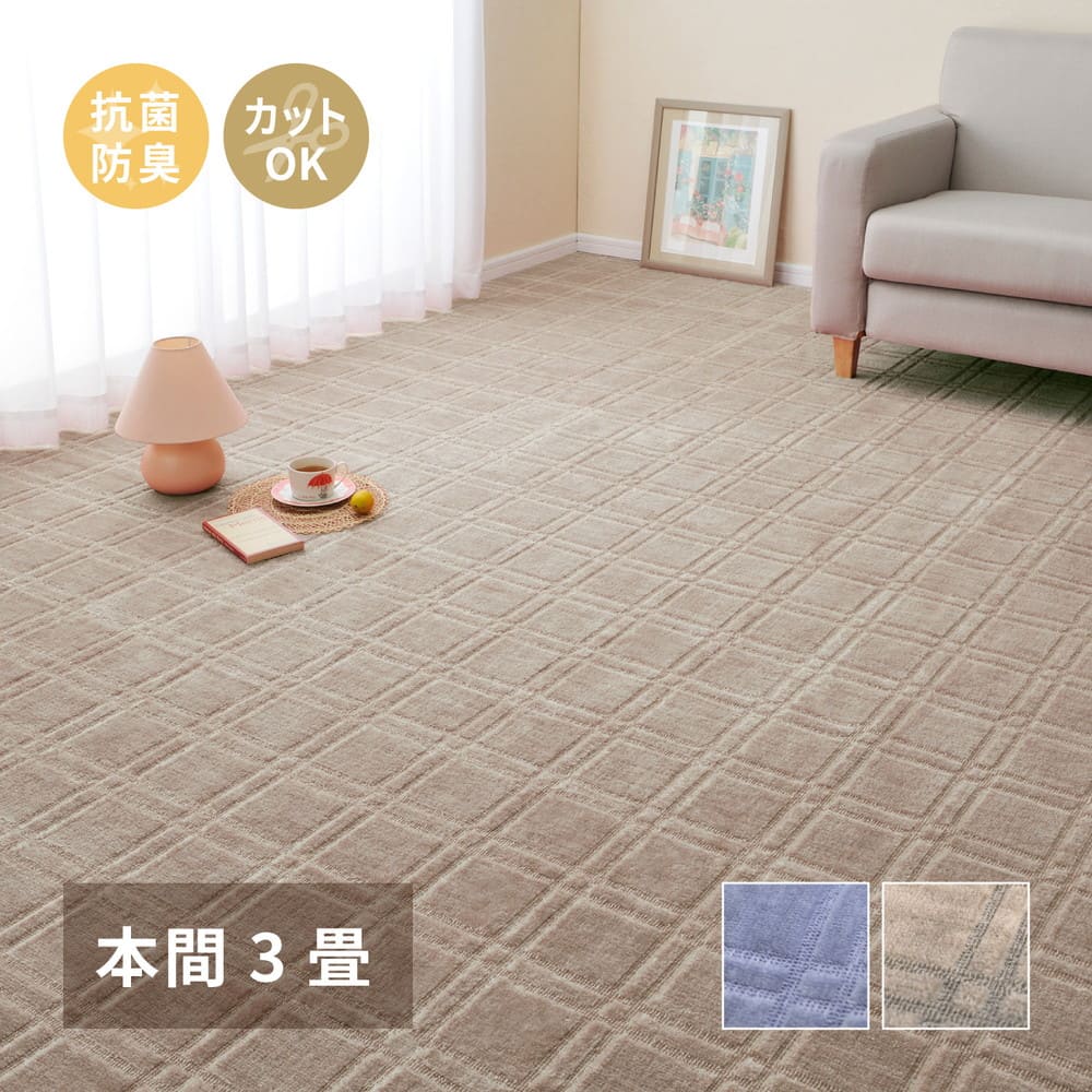 Antibacterial and Odor-Resistant Flat Woven Carpet Shion Honma 3 Tatami Gray