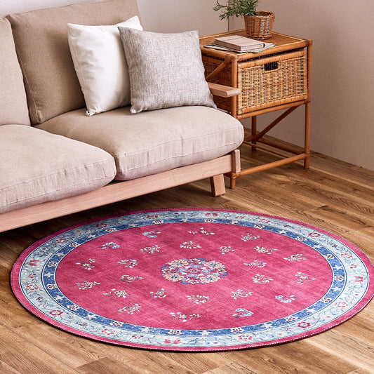 Chinoiserie Design Rug Muguet Diameter 140cm Pink