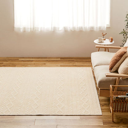 100% Cotton Cable Knit Pattern Rug Nature 130×185