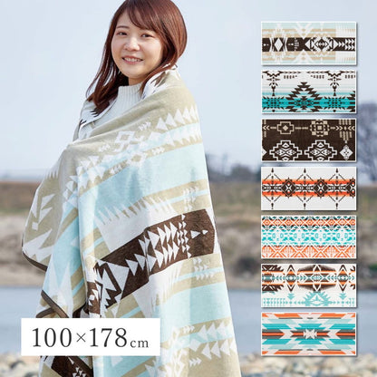 100% Cotton Towel Blanket, Native Pattern, Recoba