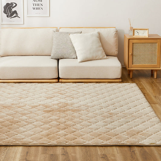 Striped Flannel Rug Chocolat Camel Beige