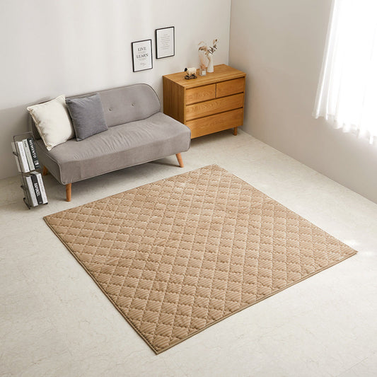 Striped Flannel Rug Chocolat Camel Beige