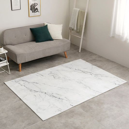 Marble Pattern Soft Flannel Rug 130×190cm White