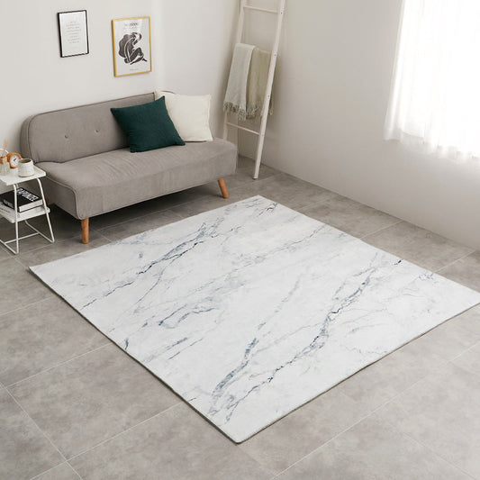 Marble Pattern Soft Flannel Rug 190×190cm White