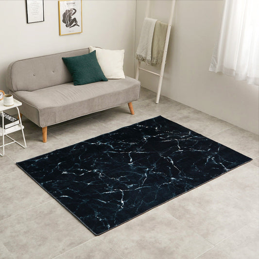 Marble Pattern Soft Flannel Rug 130×190cm Black