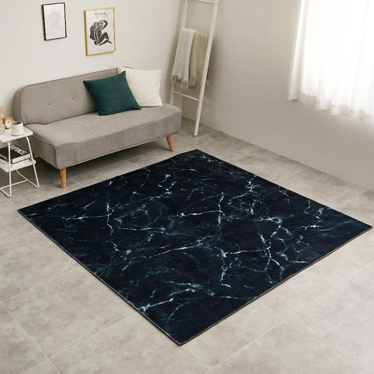 Marble Pattern Soft Flannel Rug 190×190cm Black