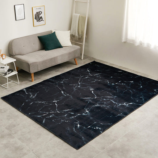Marble Pattern Soft Flannel Rug 190×240cm Black