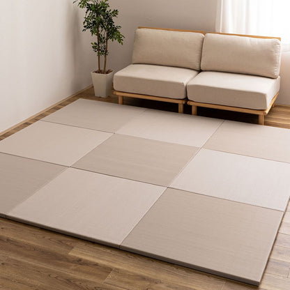 Water-Washable Rush Grass-like Tatami Mat (Oboro, Gray) 12 Pieces