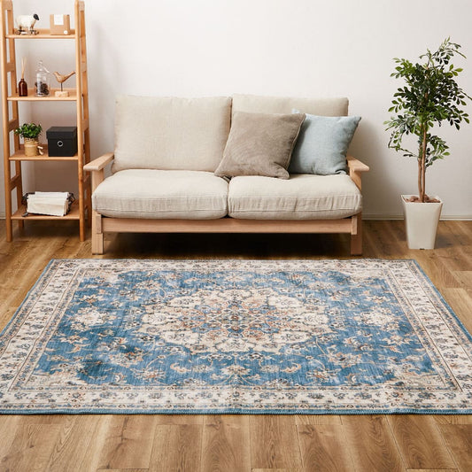 Antique Carpet Style Printed Rug Cameo Blue 230×230