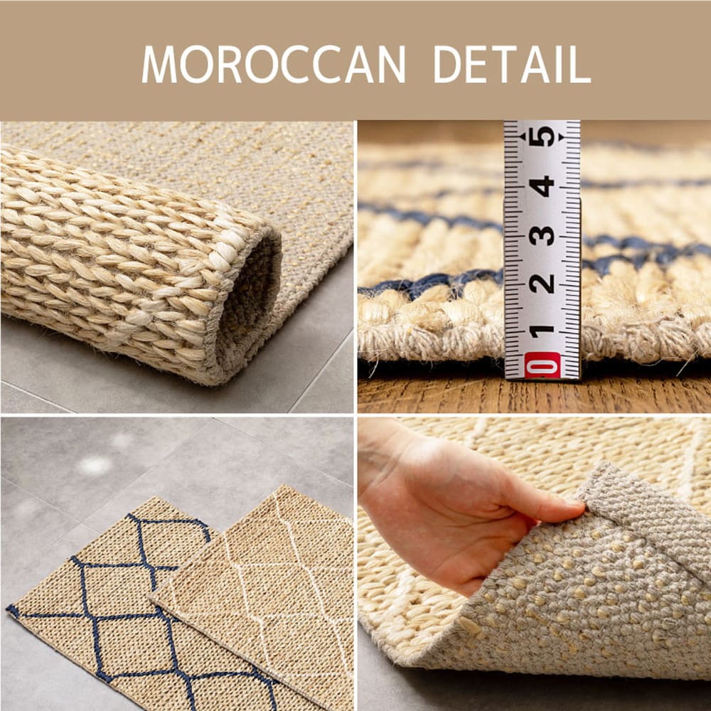 Jute Rug Moroccan Beige/Navy 120×180