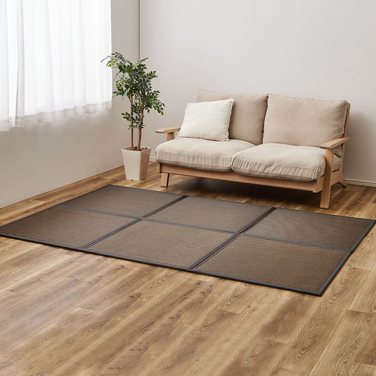 Connected Tatami Mat (Ayan Pattern) 6 Panels (150×225cm, Brown)