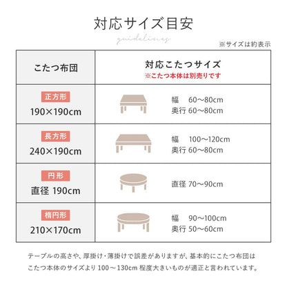 Kotatsu Futon Luna Approx. 190×190cm Ivory