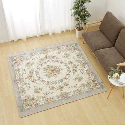 Tapestry Chenille Rug Bouquet Approx. 200×250cm Beige