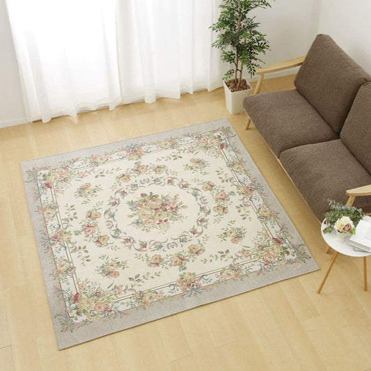Tapestry Chenille Rug Bouquet Approx. 200×250cm Beige