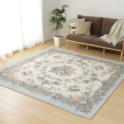 Tapestry Chenille Rug Bouquet Approx. 230×230cm Gray