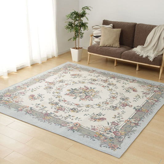 Tapestry Chenille Rug Bouquet Approx. 230×330cm Gray