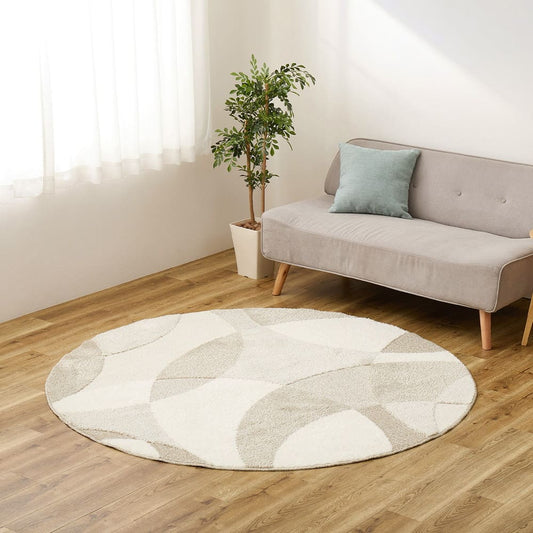 Domestic High-Function Rug Just Round Beige Diameter 180cm