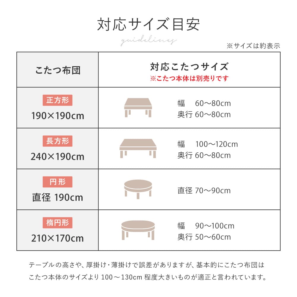 Kotatsu Futon Luna Approx. 190×190cm Beige