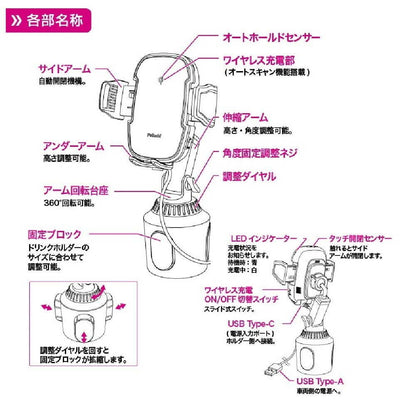 Perside Wireless Charging Automatic Opening and Closing Smartphone Holder Drink-In PPH2307