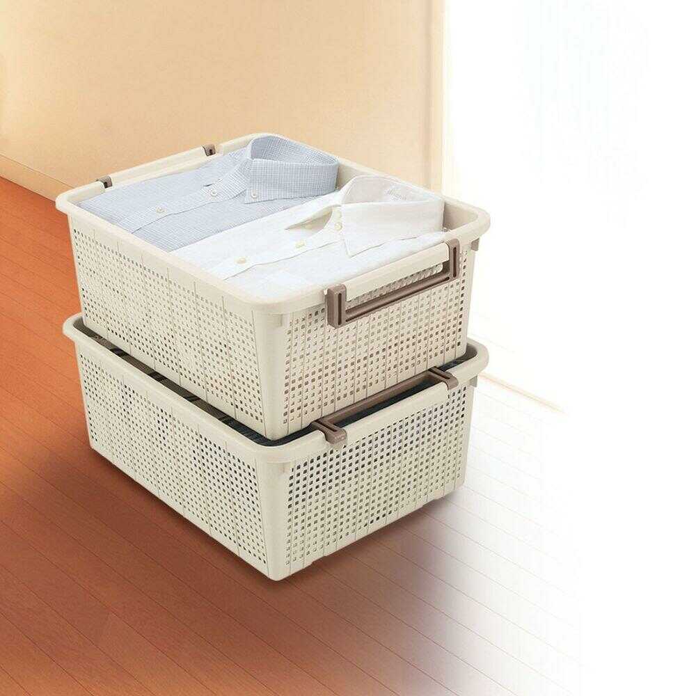 Fudou Giken Stackable Storage Basket (L) Ivory