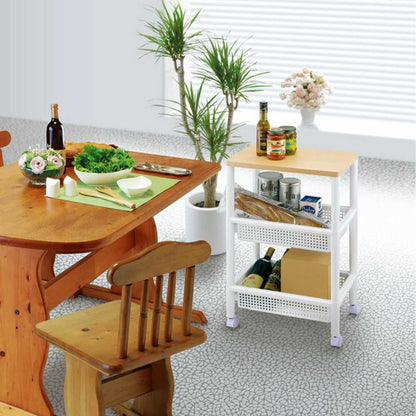 Fudou Giken Wood Table Wagon WTW-3S White