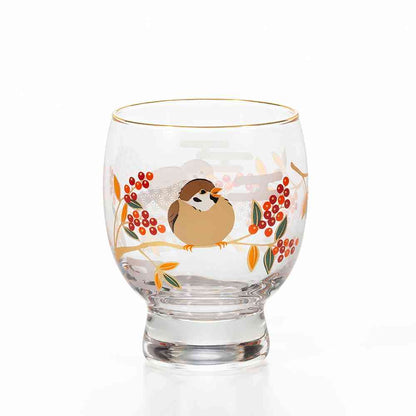 Adelia Premium Nippon Taste Kichijo Kachou Sake Glass Sparrow and Nanten