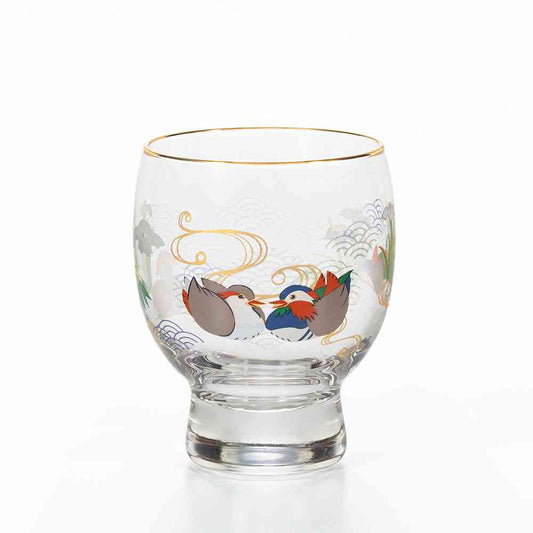 Adelia Premium Nippon Taste Kichijo Kachou Sake Glass Mandarin Duck and Iris