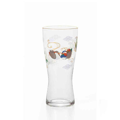 Adelia Premium Nippon Taste Kichijo Kachou Beer Glass Mandarin Duck and Iris