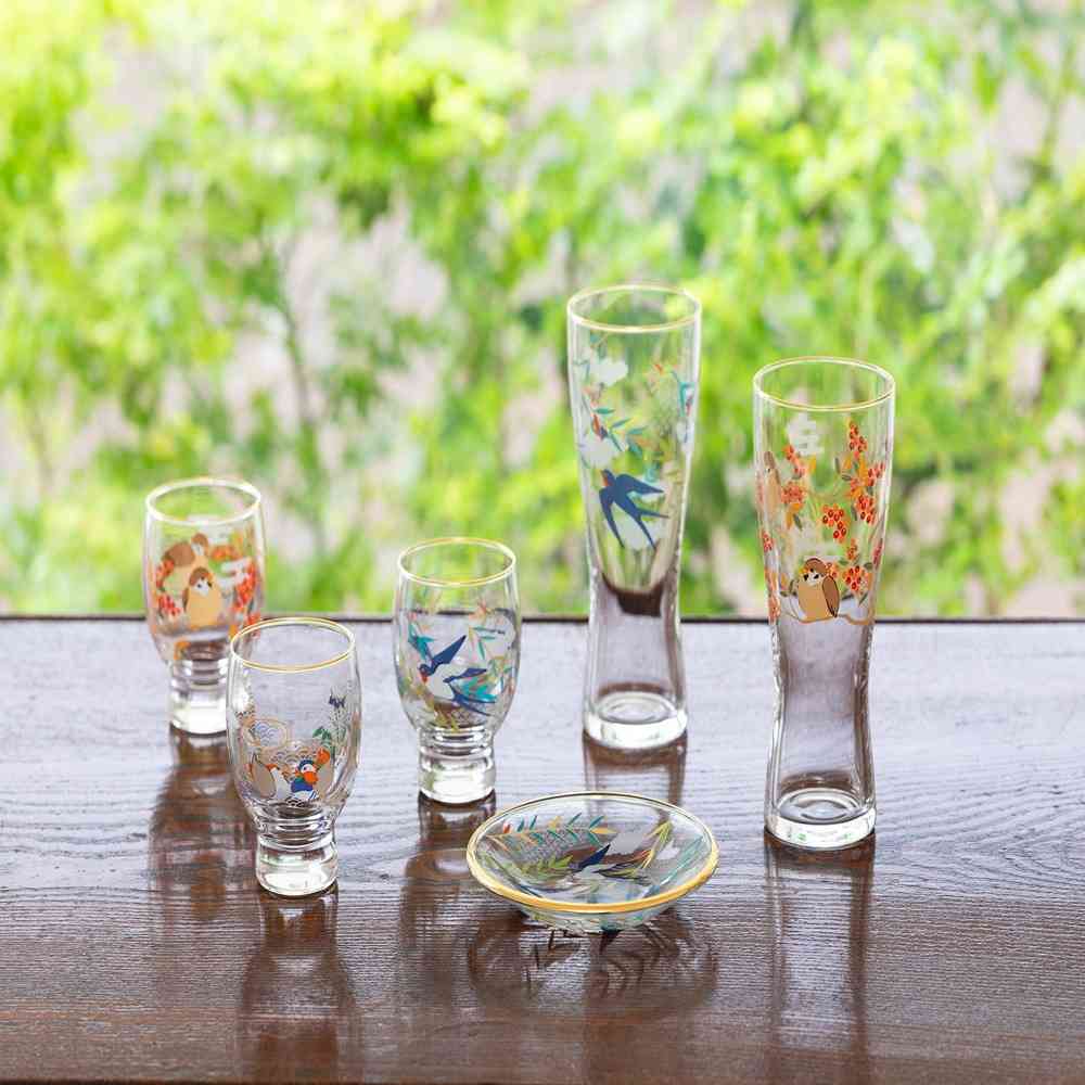 Adelia Premium Nippon Taste Kichijo Kachou Beer Glass Swallow and Willow