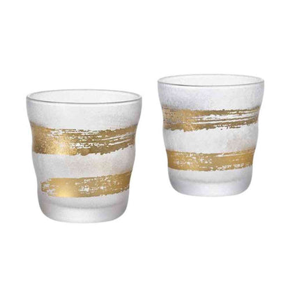 Adelia Premium Nippon Taste Gold Character Rock Glass Pair Set 335ml×2