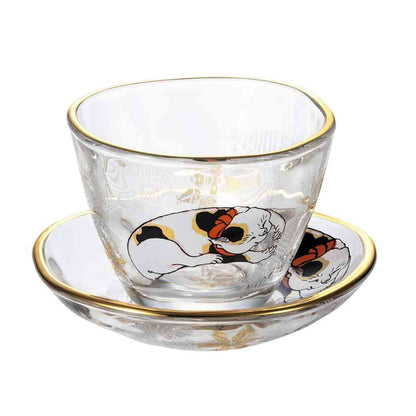 Adelia Premium Nippon Taste Sake Cup & Small Plate Set - Calico 90ml Cup×1, Small Plate×1