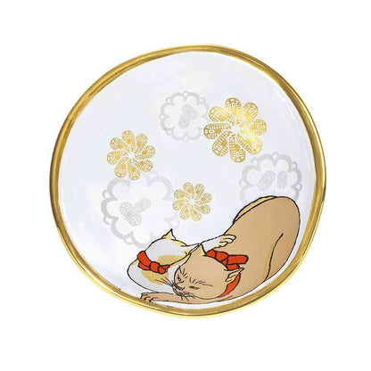 Adelia Premium Nippon Taste Sake Cup & Small Plate Set - Cream & Spot 90ml Cup×1, Small Plate×1