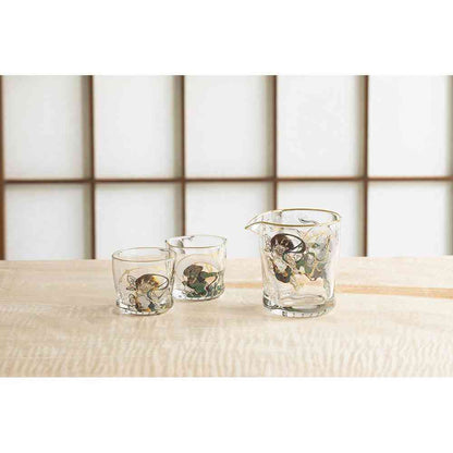 Adelia Premium Nippon Taste Fujin Raijin Sake Set - Pouring Jug 280ml×1, Sake Cups 90ml×2