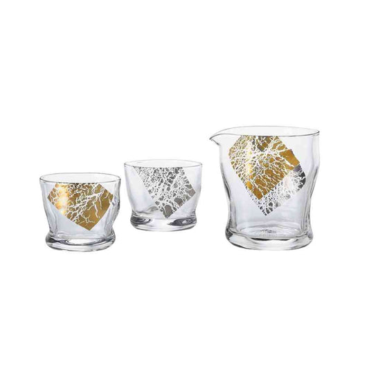 Adelia Tebineri Fluid Kirari Sake Set - Pouring Jug 280ml×1, Sake Cups 100ml×2