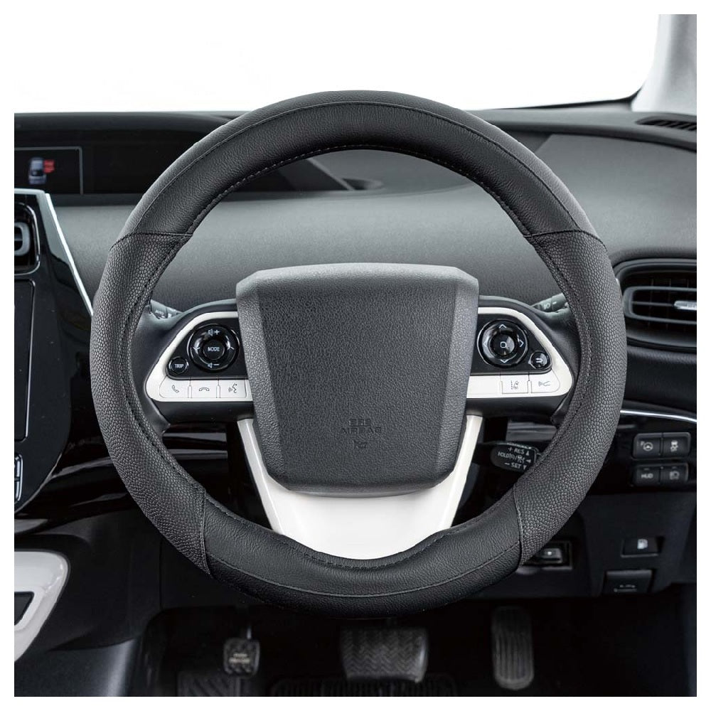 Bonform FT Leather Steering Wheel Cover Size S BK 6764-01