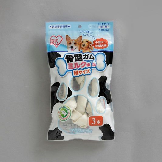 Iris Ohyama Bone-Shaped Gum Milk Flavor M 3 Sticks