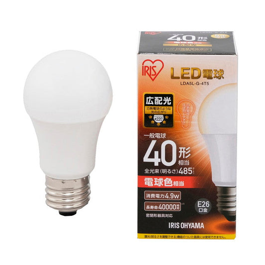 Iris Ohyama LED Bulb E26 40W Equivalent Wide Beam Warm White