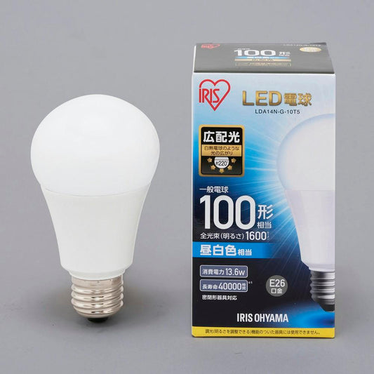 Iris Ohyama LED Bulb E26 Wide Beam Daylight White 100W Equivalent (1600Lm) -LDA14N-g-10T5